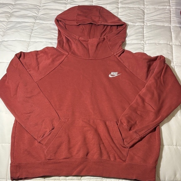 Nike Tops - Nike Sportswear Essential Women's Funnel-neck Rust Fleece Pullover Hoodie